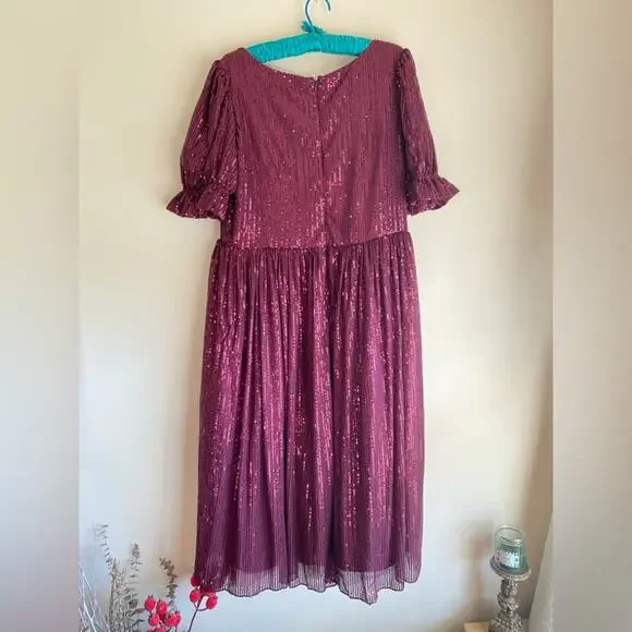 Ivy City Co Clara Dress in Plum Sequins plus size‎ 2x new with tag valentines - Picture 5 of 7